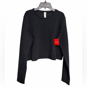 NWT SPANX Air Essentials Long Sleeve Top Very Black Size L